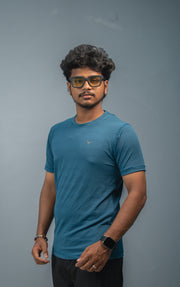 Stylish Menâs Short Sleeve Round Neck Plain T-Shirt - Blue-T-Shirt-7 Man